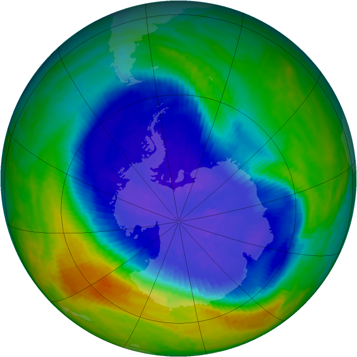 Antarctic ozone map for 19 September 2004